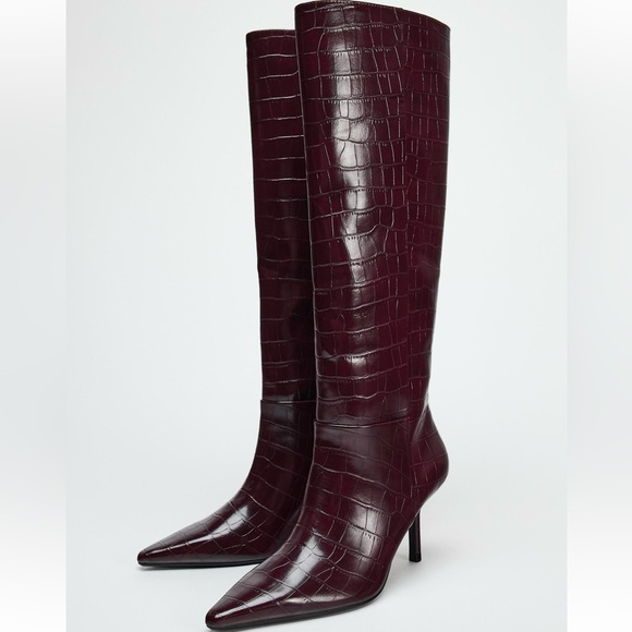 NWT ZARA THIN HEEL LEATHER BOOTS - Picture 2 of 8